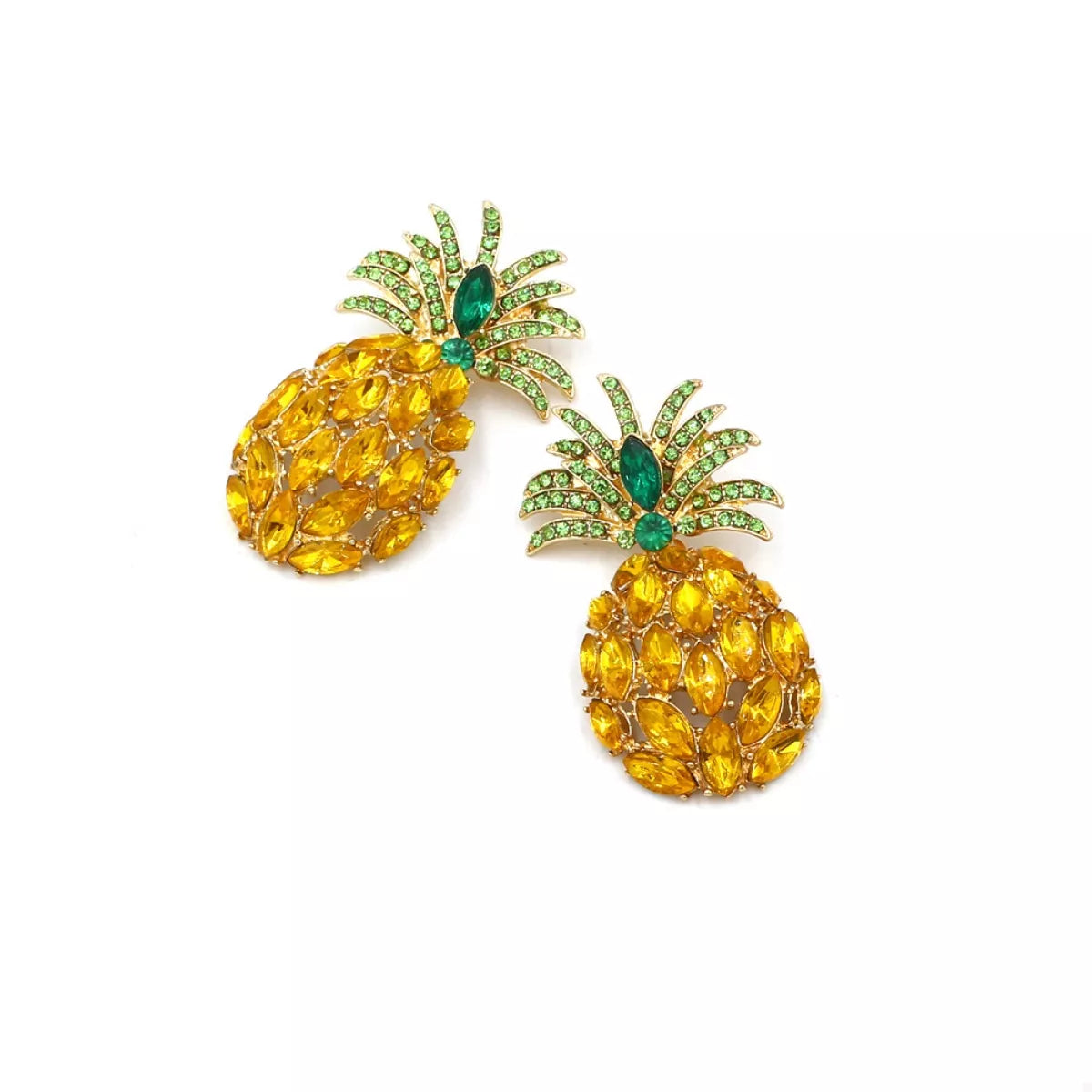 Pineapple Rhinestone Dangle Earrings - alternate earring view