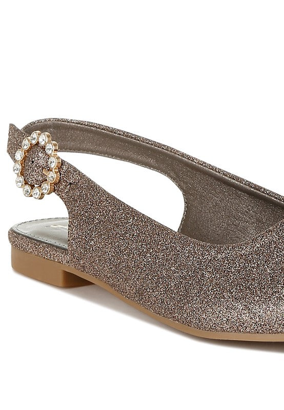 Glitter Slingback Flat Sandals