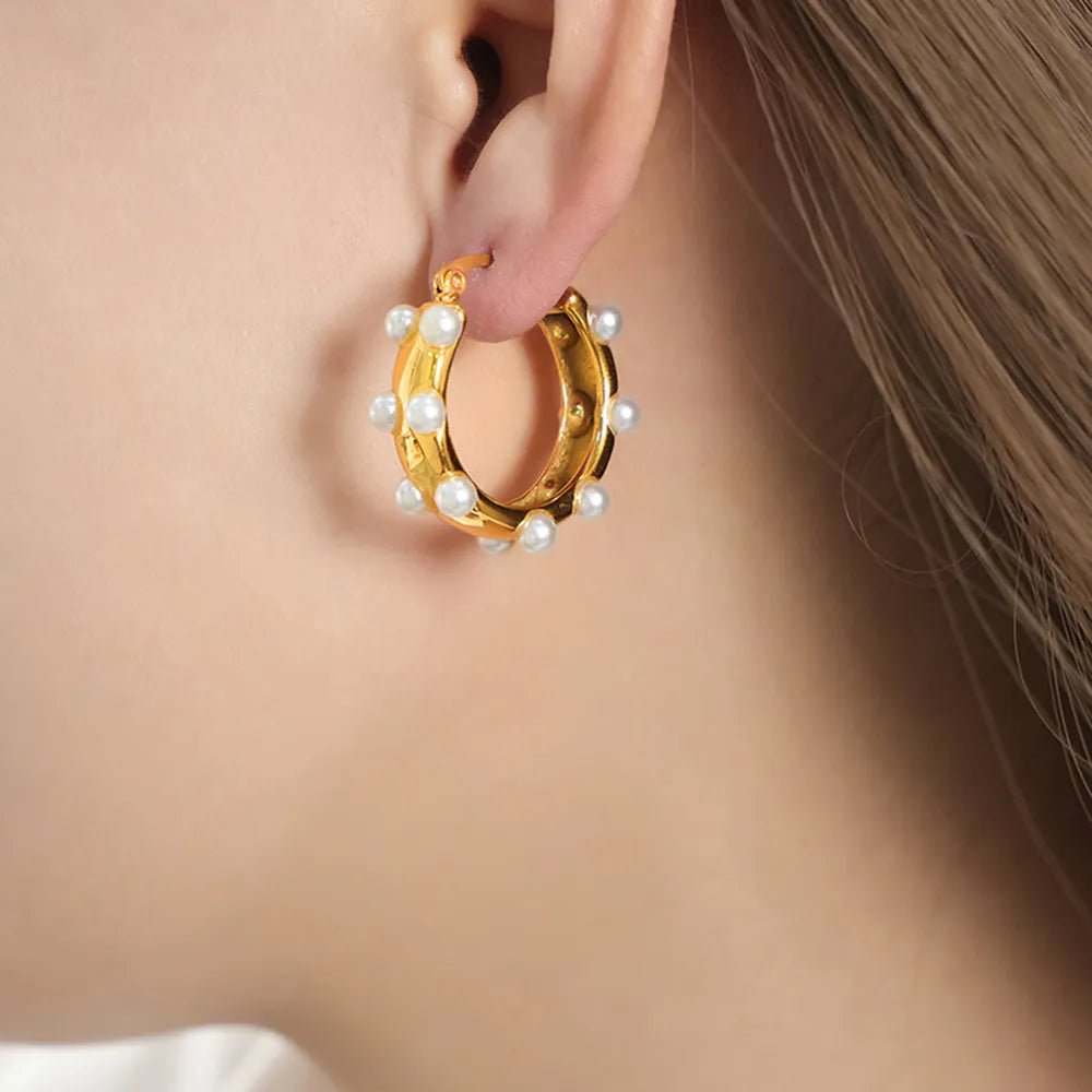 Synthetic Pearl 18K Gold-Plated Earrings - alternate earring view