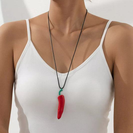 Chili Pepper Pendant Necklace in Red - women's pendant necklace