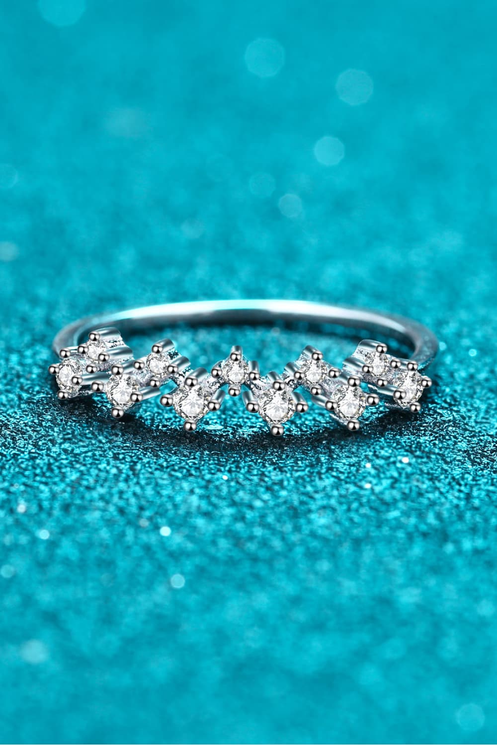 Moissanite Rhodium-Plated Half-Eternity Ring in Silver - women's ring