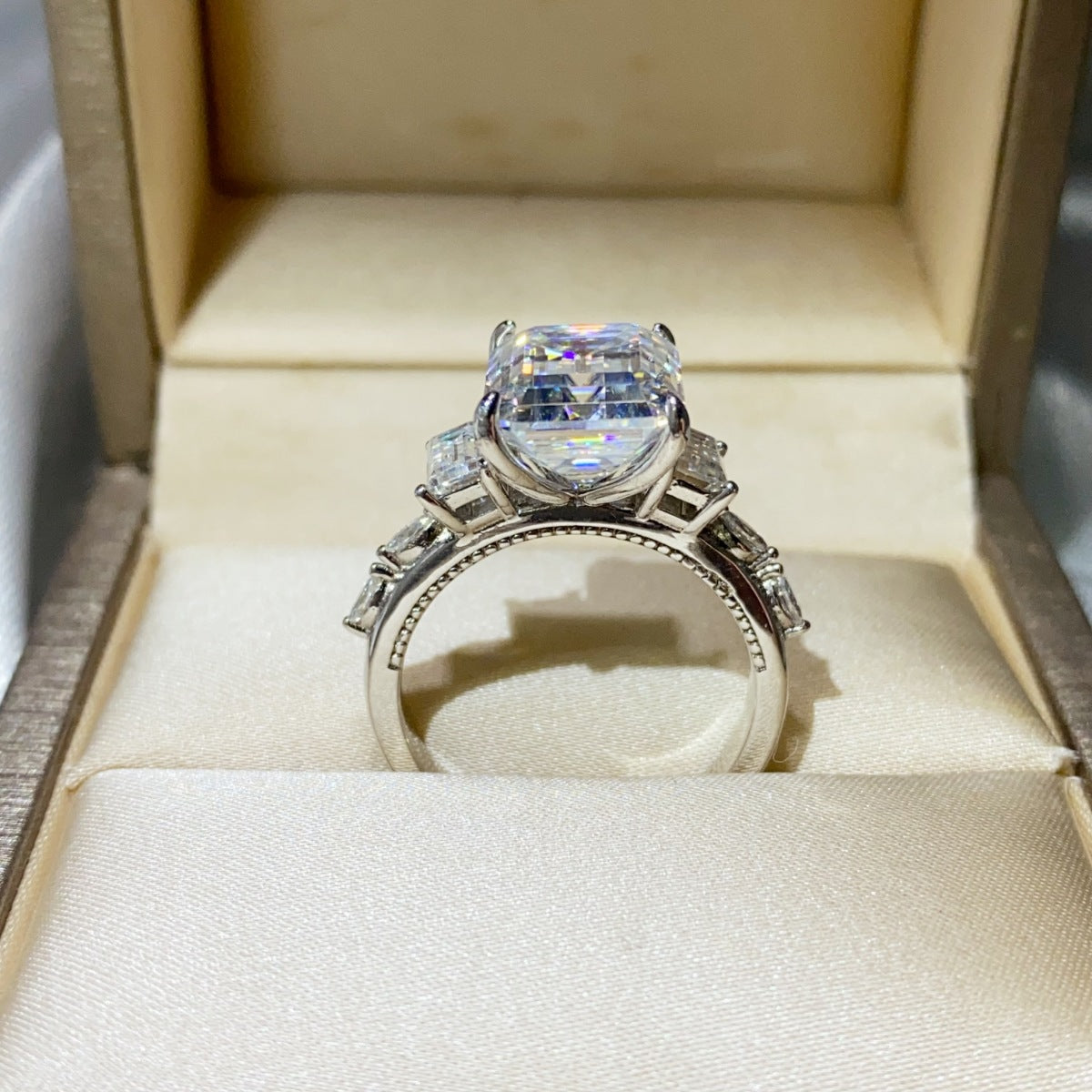 5 Carat Moissanite Sterling Silver Ring in Silver - women's ring