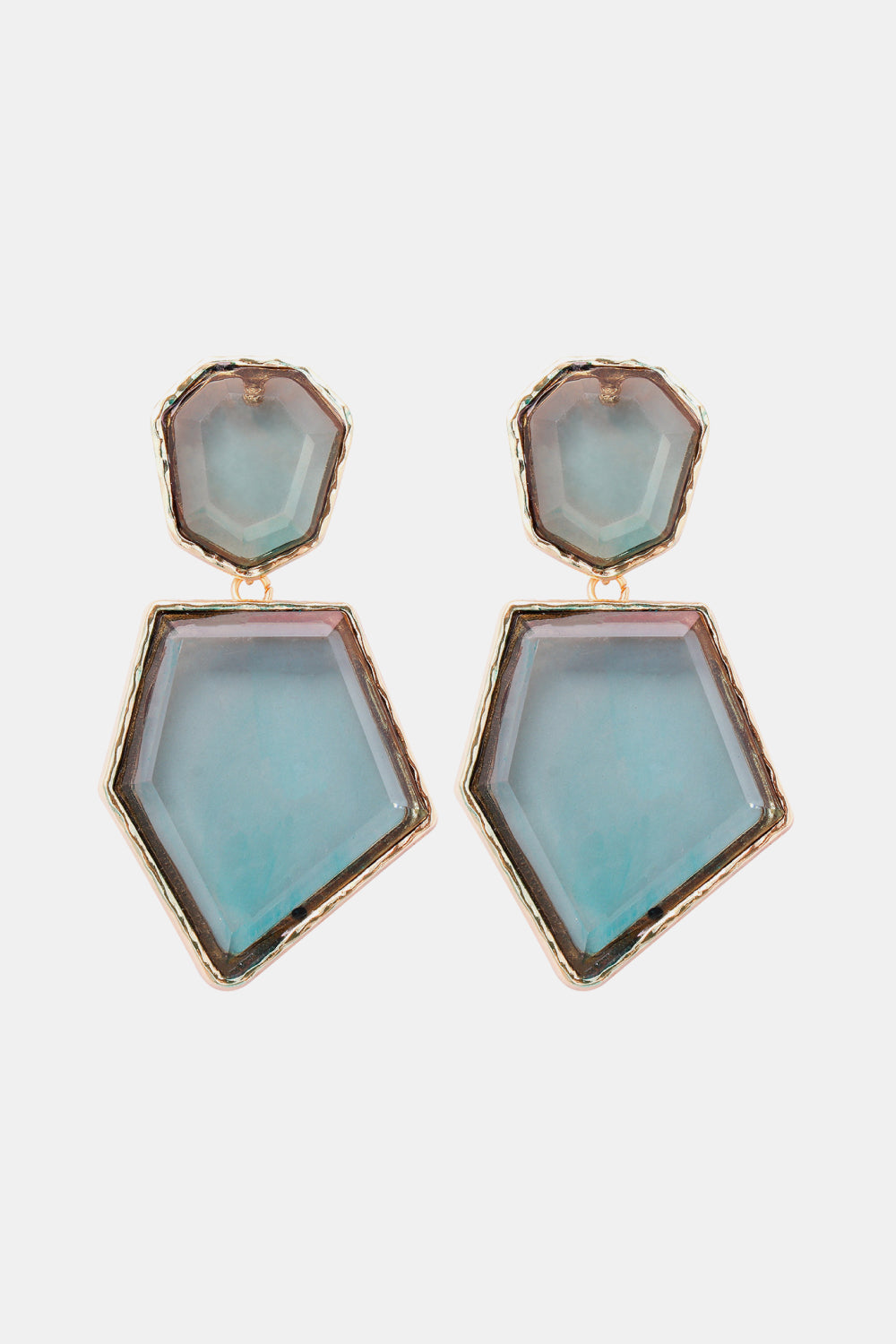 Geometric Shape Zinc Alloy Frame Resin Dangle Earrings - alternate earring view