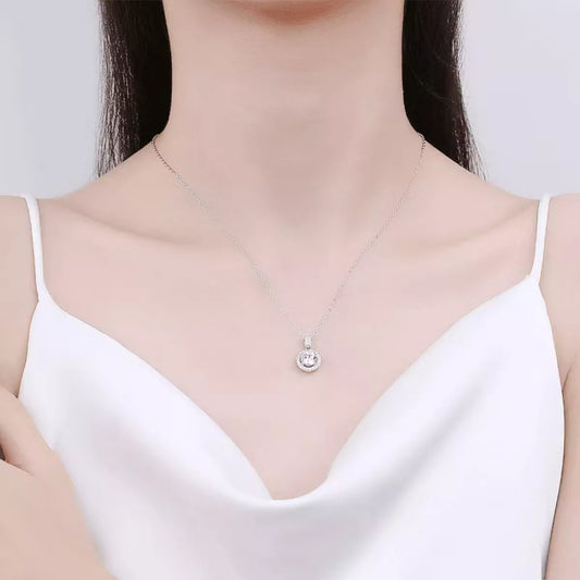 1 Carat Moissanite Sterling Silver Pendant Necklace in Silver - women's pendant necklace
