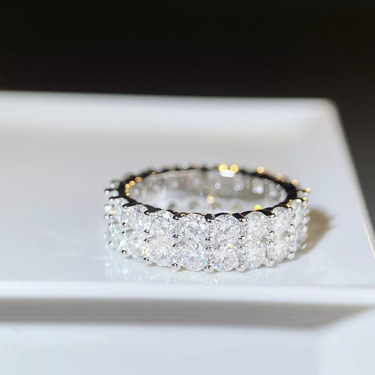 Sterling Silver Moissanite Ring in Silver - women's ring