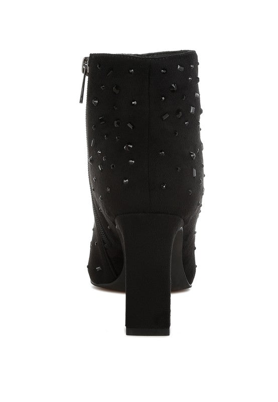 Diamante Microfiber Ankle Boots