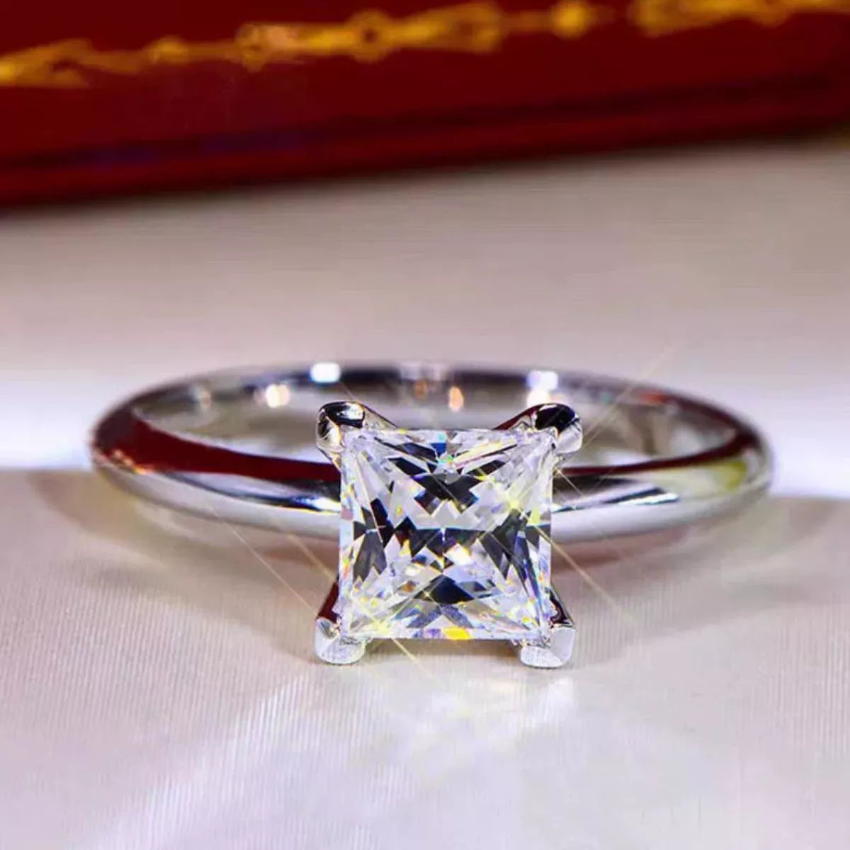 3 Carat Sterling Silver Moissanite Ring in Silver - women's ring