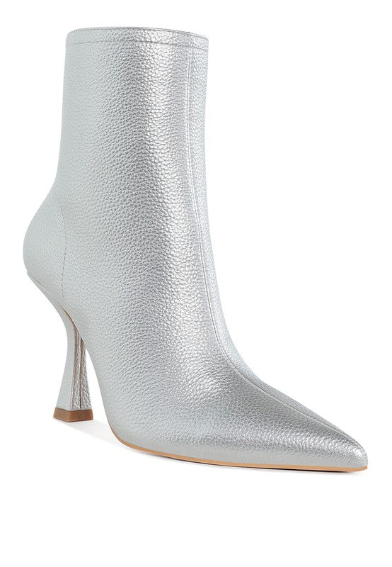 Metallic Pointed Toe Ankle Boots