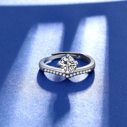 1 Carat Moissanite Sterling Silver Ring in Silver - women's ring
