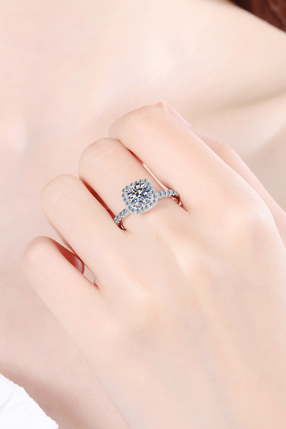 Square Moissanite Ring in Silver - women's ring
