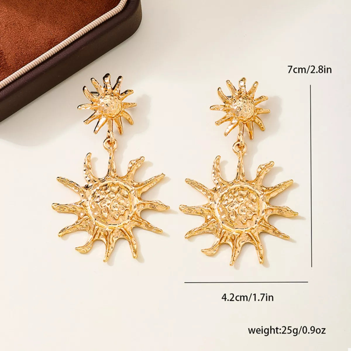 18K Gold-Plated Sun Burst Drop Earrings - alternate earring view