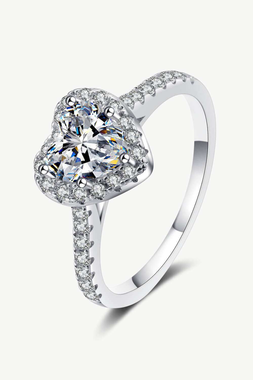 1 Carat Moissanite Heart-Shaped Ring in Silver - women's ring