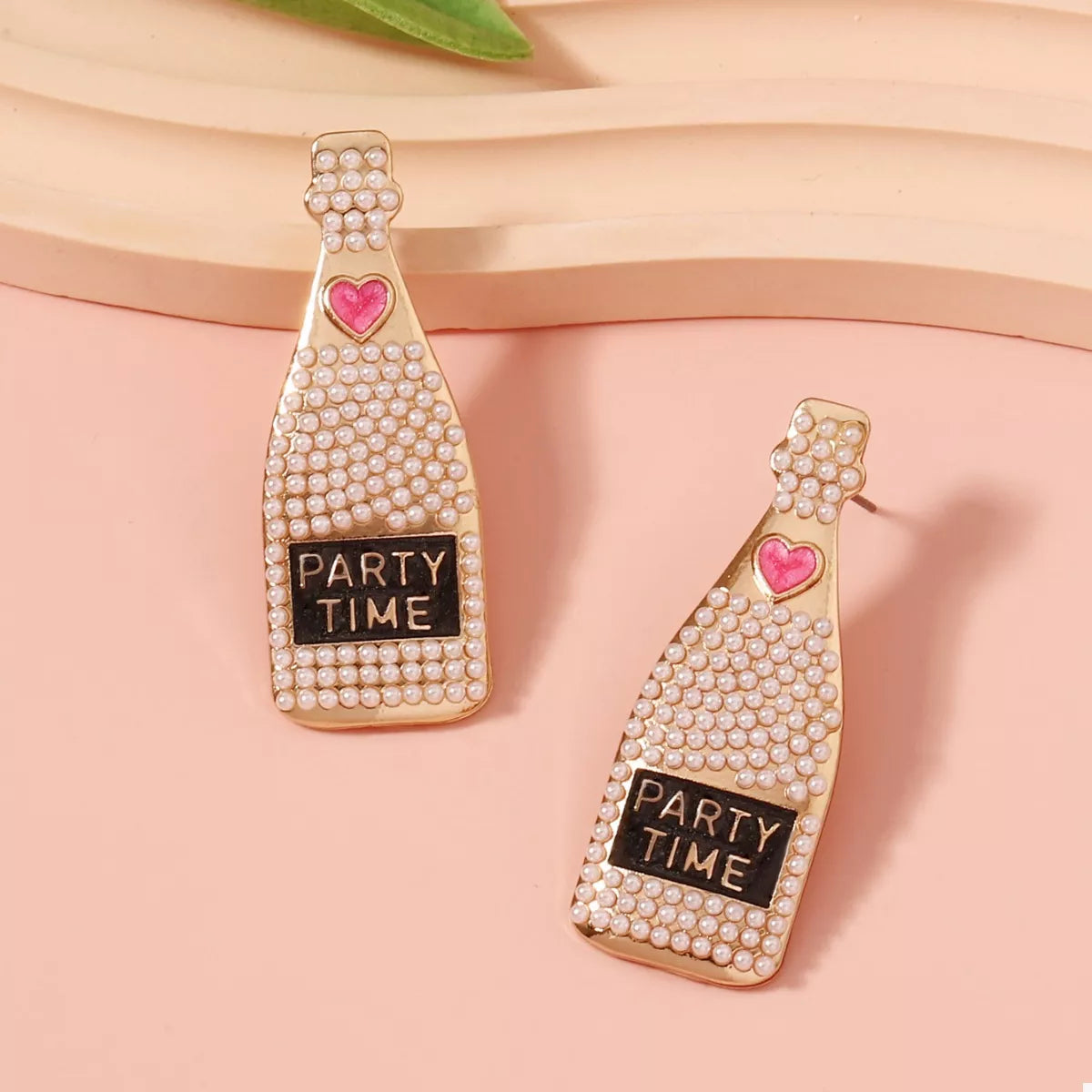 Champagne Bottle Pearl Earrings - alternate earring view