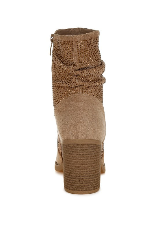 Rhinestone Slouchy Ankle Boots