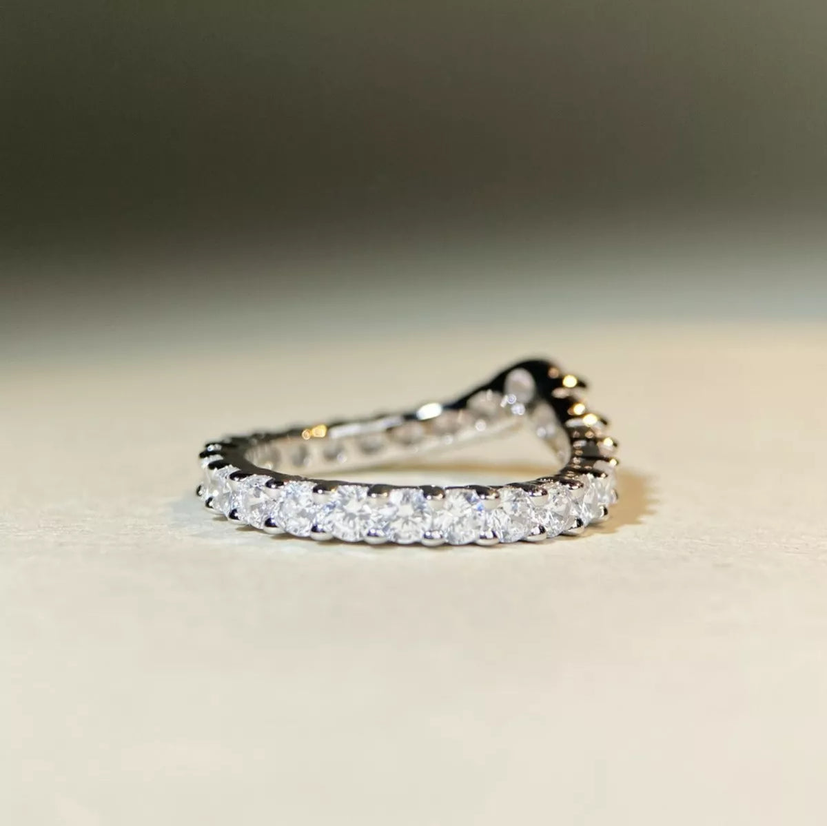 Sterling Silver Zircon V-Shaped Ring - alternate ring view