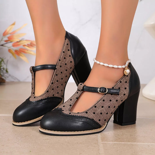 Pointed-Toe Block-Heel Pumps in Black - women's heels