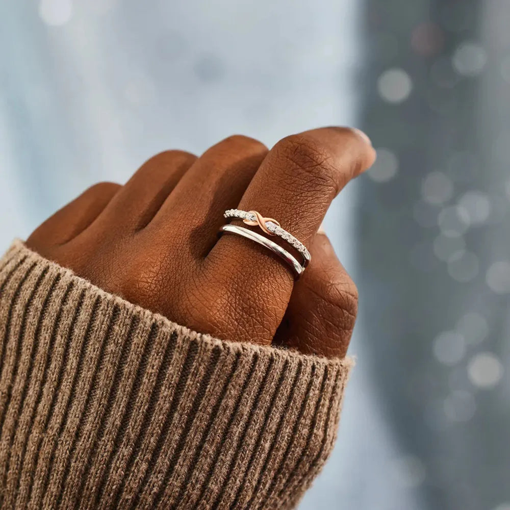 Double-Layered Zircon Sterling Silver Ring - alternate ring view