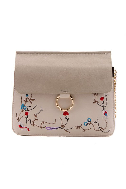 Embroidered Floral Purse