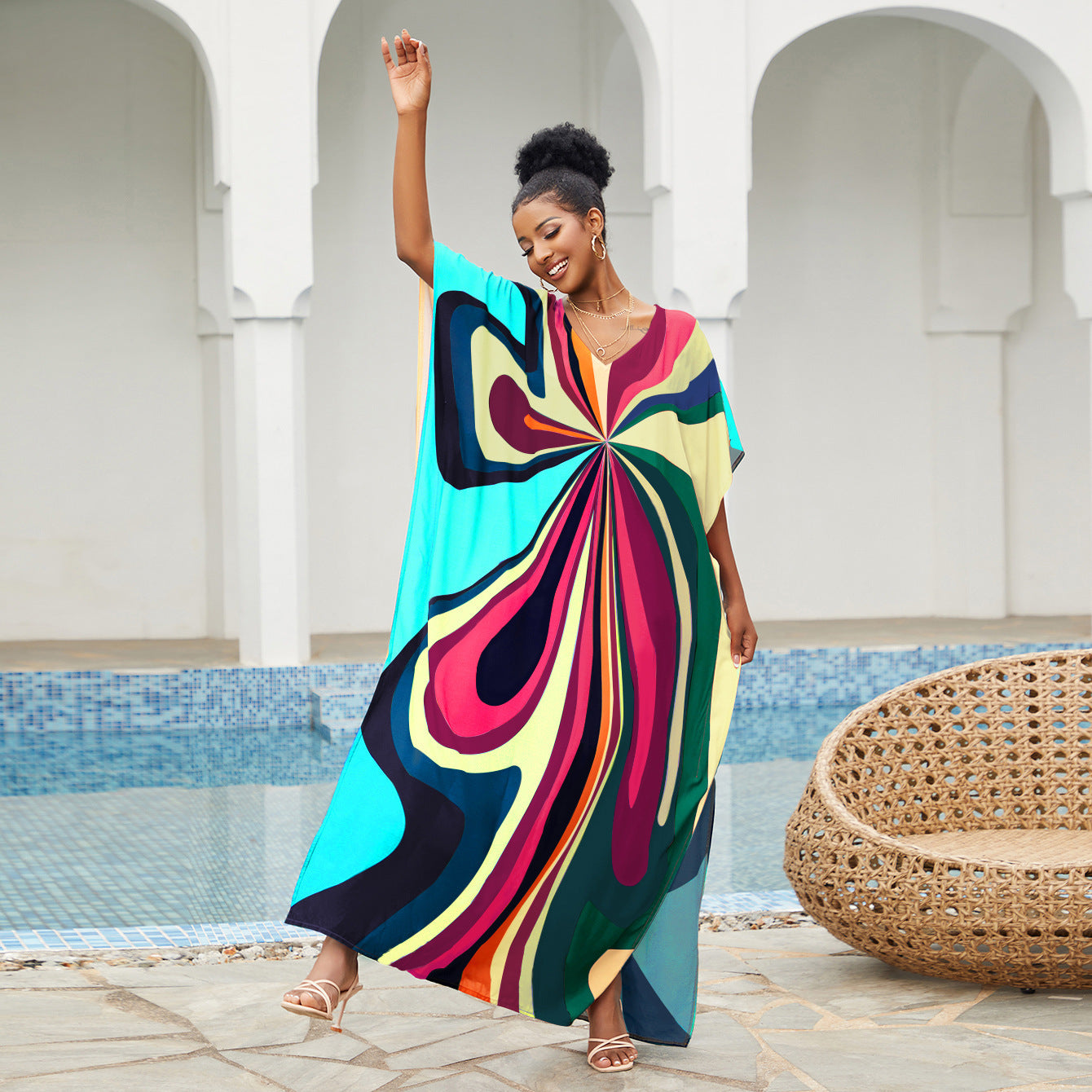 Beach Cover up Loose Robe Vacation Maxi Dress Swimsuit Outwear Women