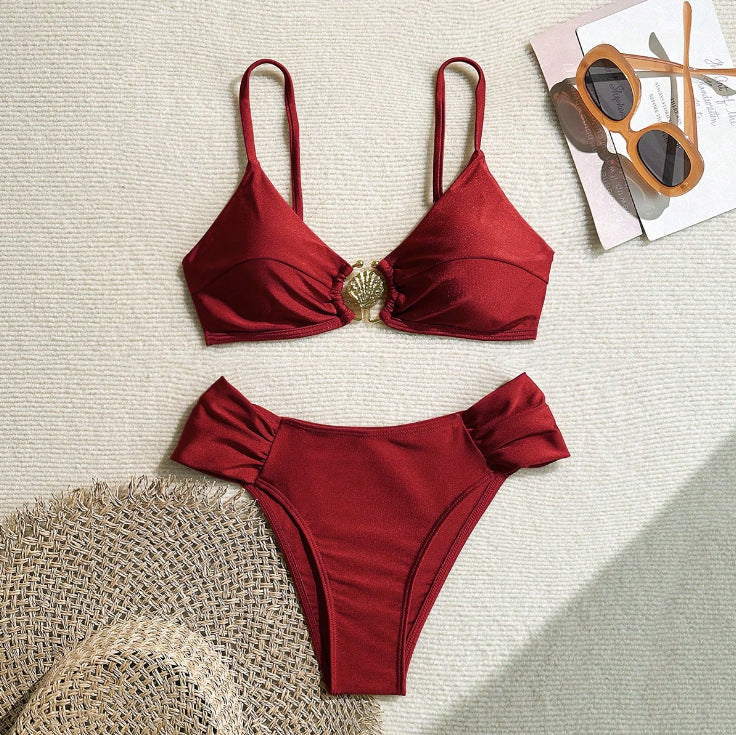 Swimsuit Bikini Sexy Bikini Solid Color Split Swimsuit for Women