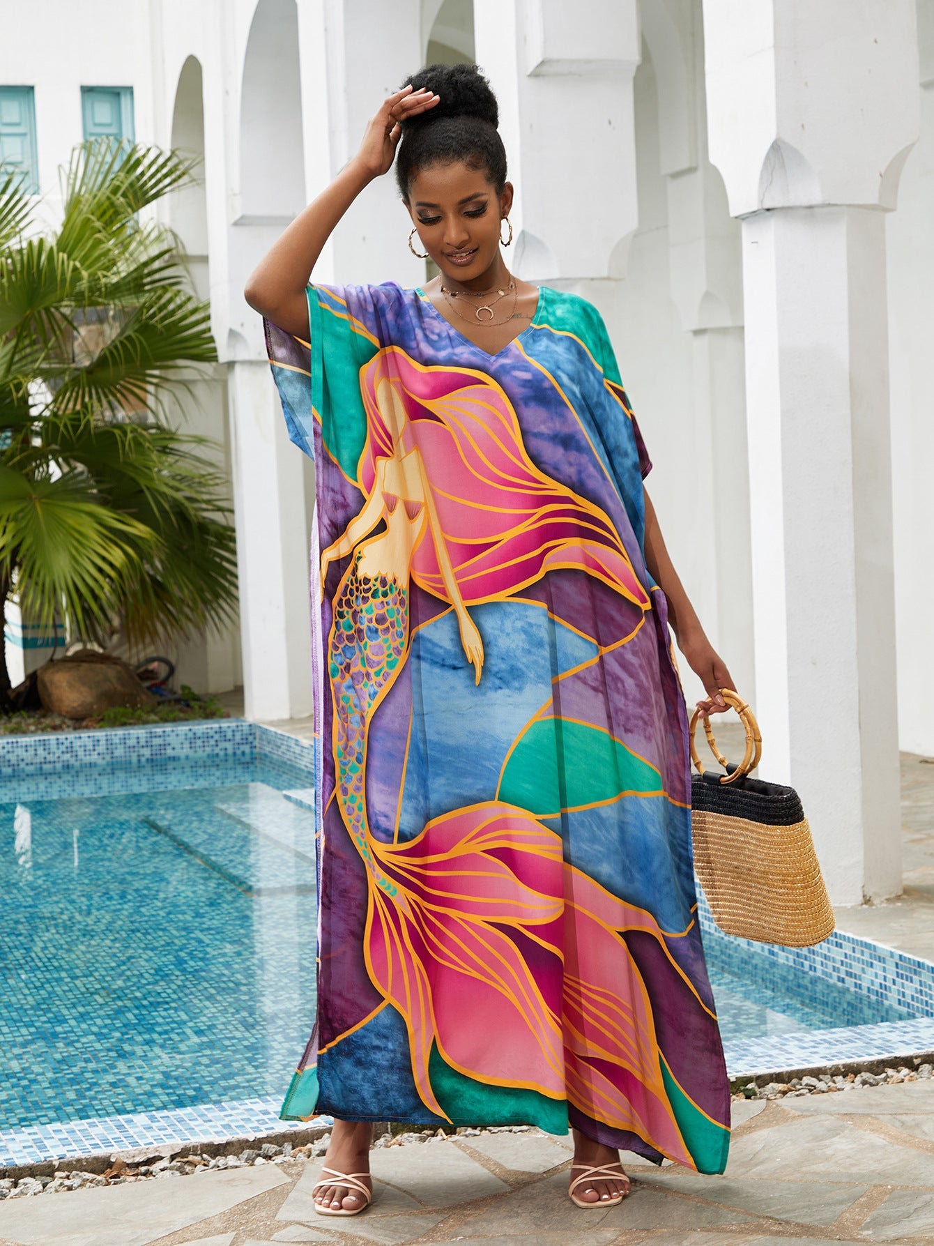 Beach Cover up Loose Robe Vacation Maxi Dress Swimsuit Outwear Women