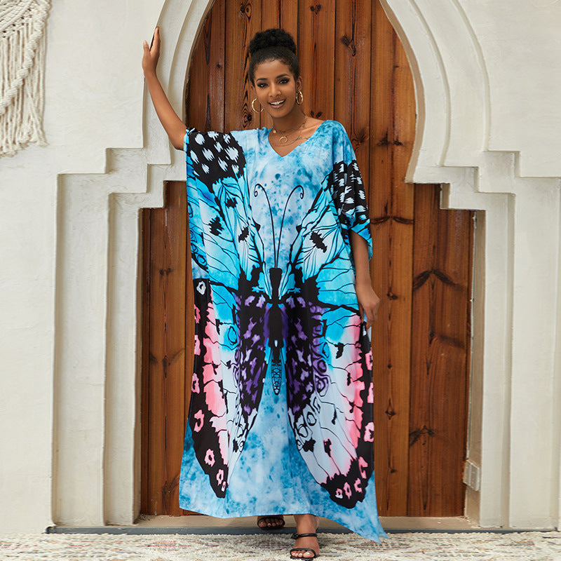 Beach Cover up Loose Robe Vacation Maxi Dress Swimsuit Outwear Women