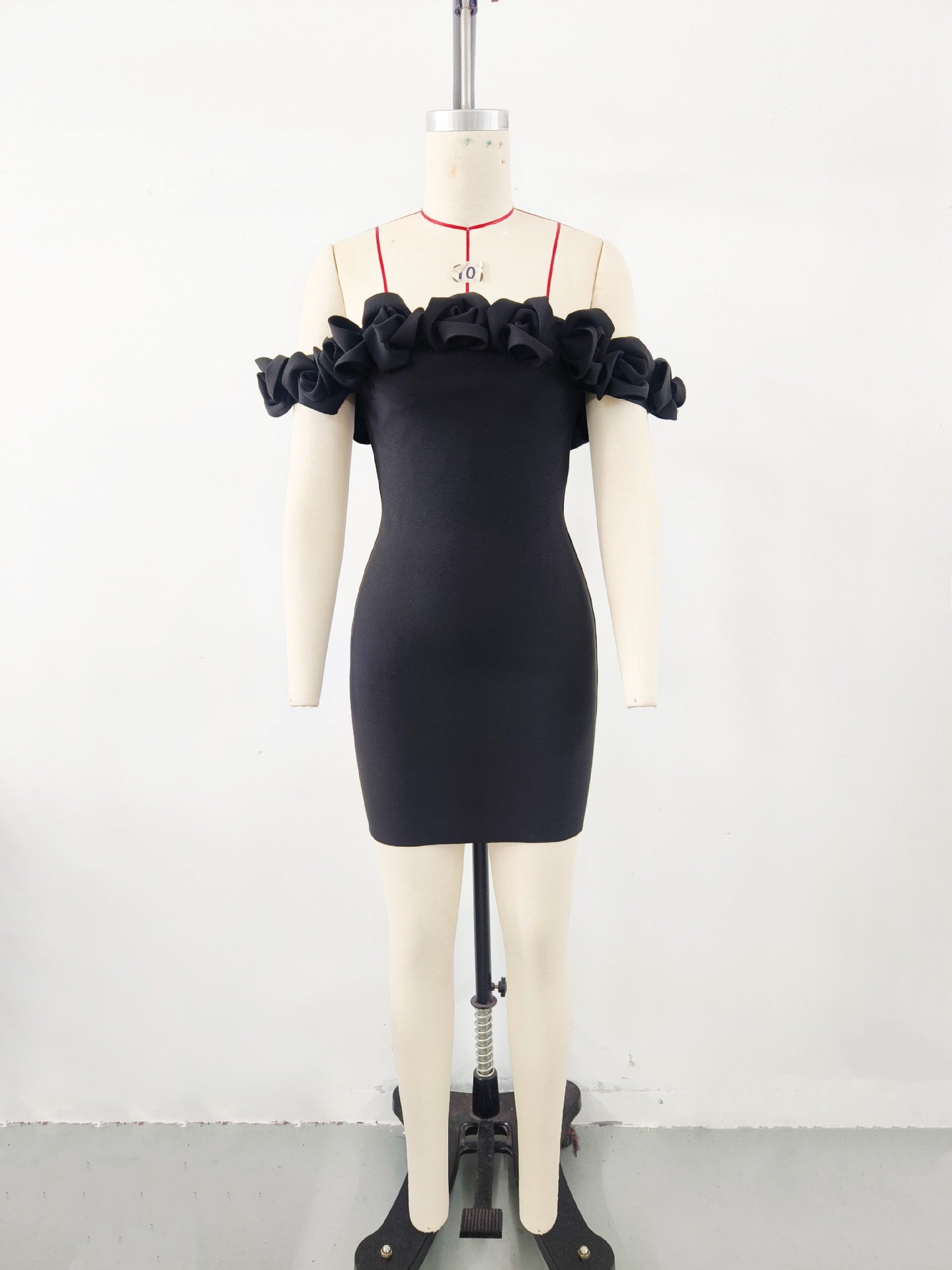 Women Clothing Advanced Sense Red Floral Bandage One Piece Dress