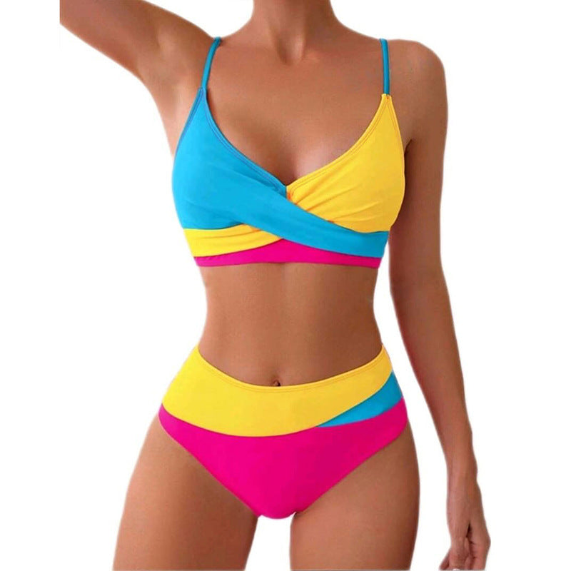 Color Matching Bikini Split Swimsuit Women Beach Spring Swimsuit Bikini