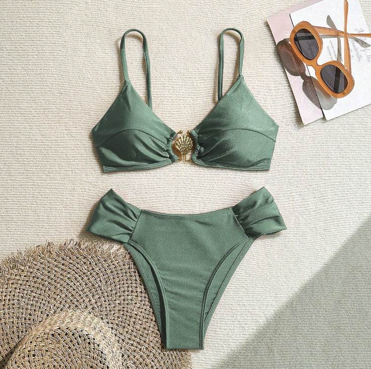 Swimsuit Bikini Sexy Bikini Solid Color Split Swimsuit for Women