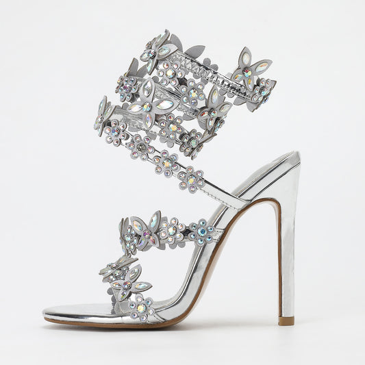 Color Rhinestones High Heel Sandals