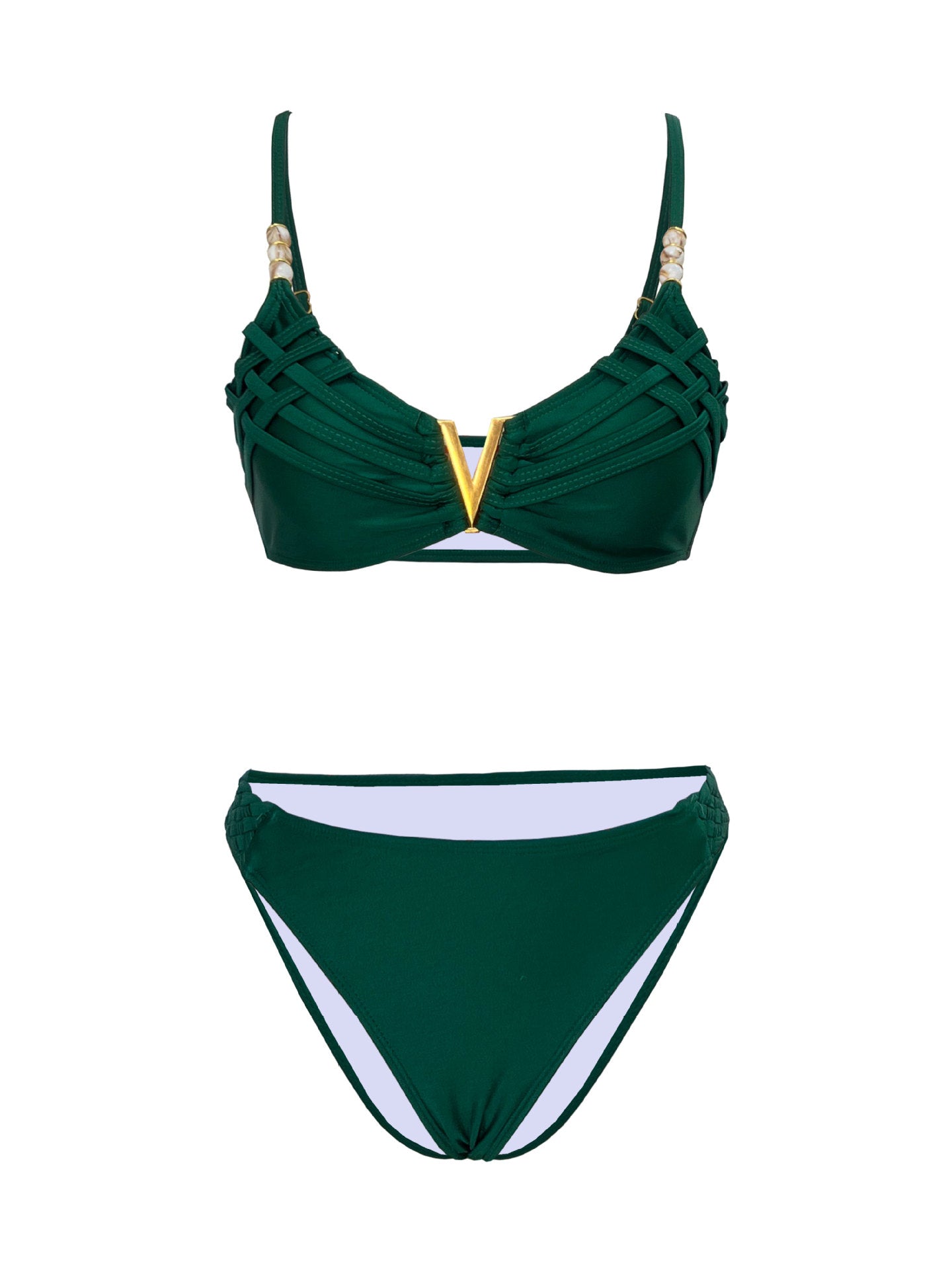 Solid Color Backless Sexy Split Swimsuit Women Bikini Woven