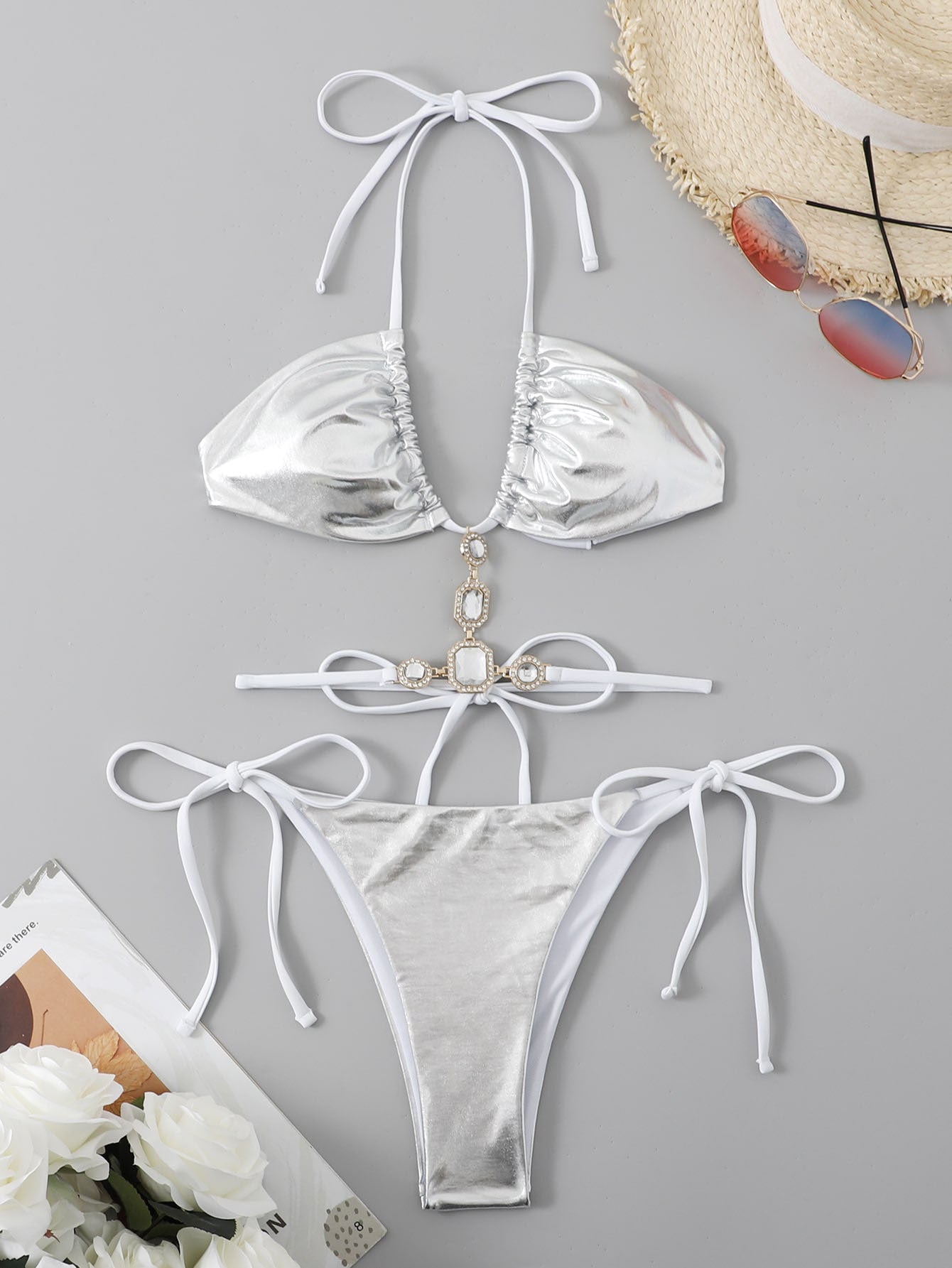 Swimsuit Bikini Split Swimsuit Women Bikini Brick Decoration Swimwear