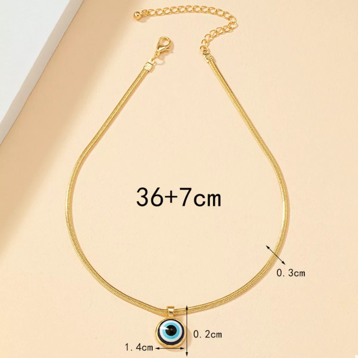 18K Gold-Plated Evil Eye Pendant Necklace - alternate necklace view