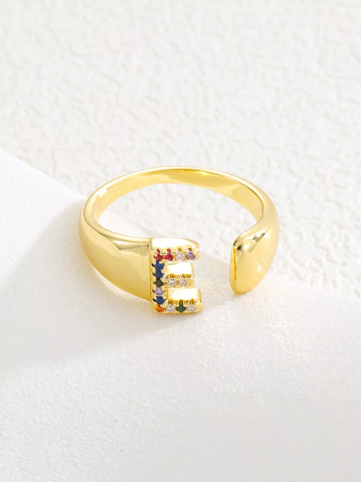 18K Gold-Plated Zircon Letter Ring in G - women's ring