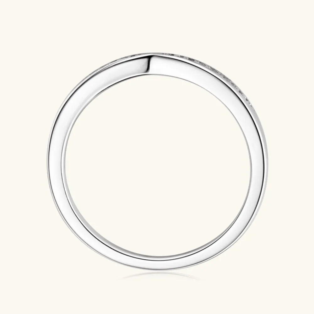 Sterling Silver Inlaid Moissanite Ring in Silver - women's ring