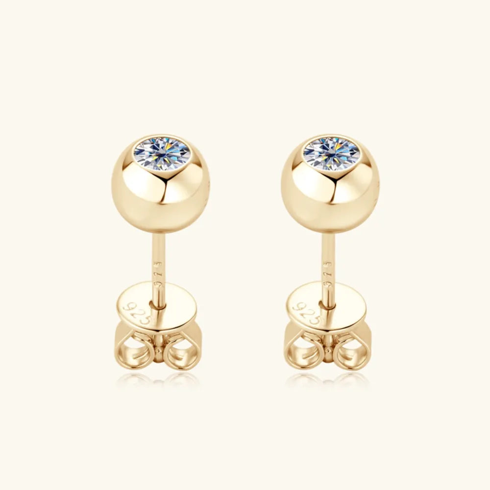 Moissanite Sterling Silver Stud Earrings - alternate earring view