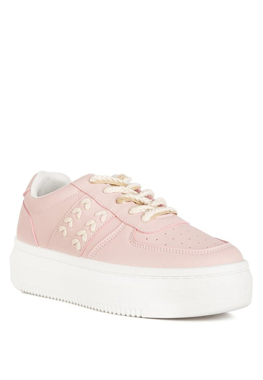 Stylish faux leather sneakers featuring a durable upper with unique stitch and panelling details. Designed with a light cushion insole for comfort, lace-up closure for a secure fit, and a flatform lug sole for added height. Perfect for any casual outfit. Free shipping on all orders. Shop now!