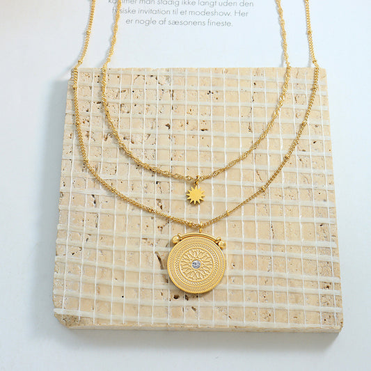 Stainless Steel Double-Layered Necklace - alternate necklace view