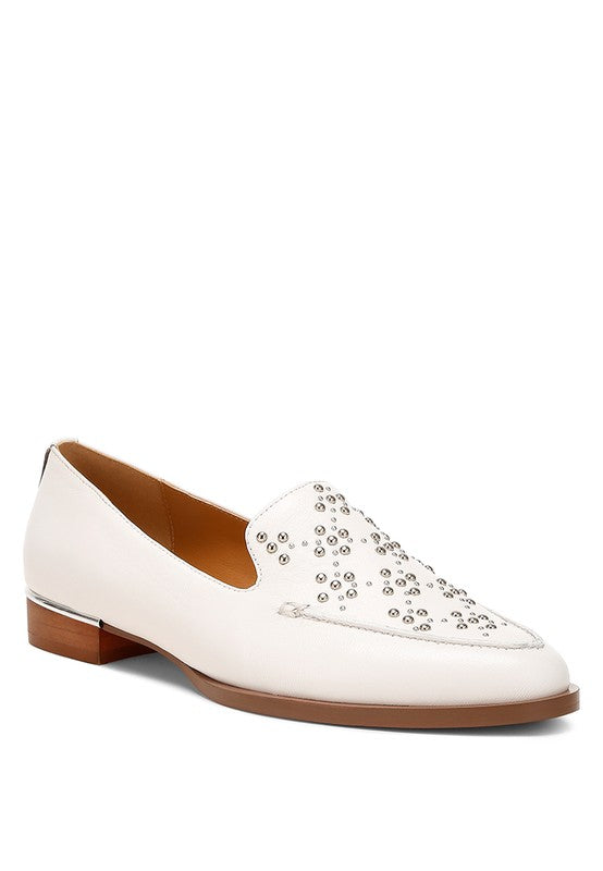 Studded Genuine Leather Loafers