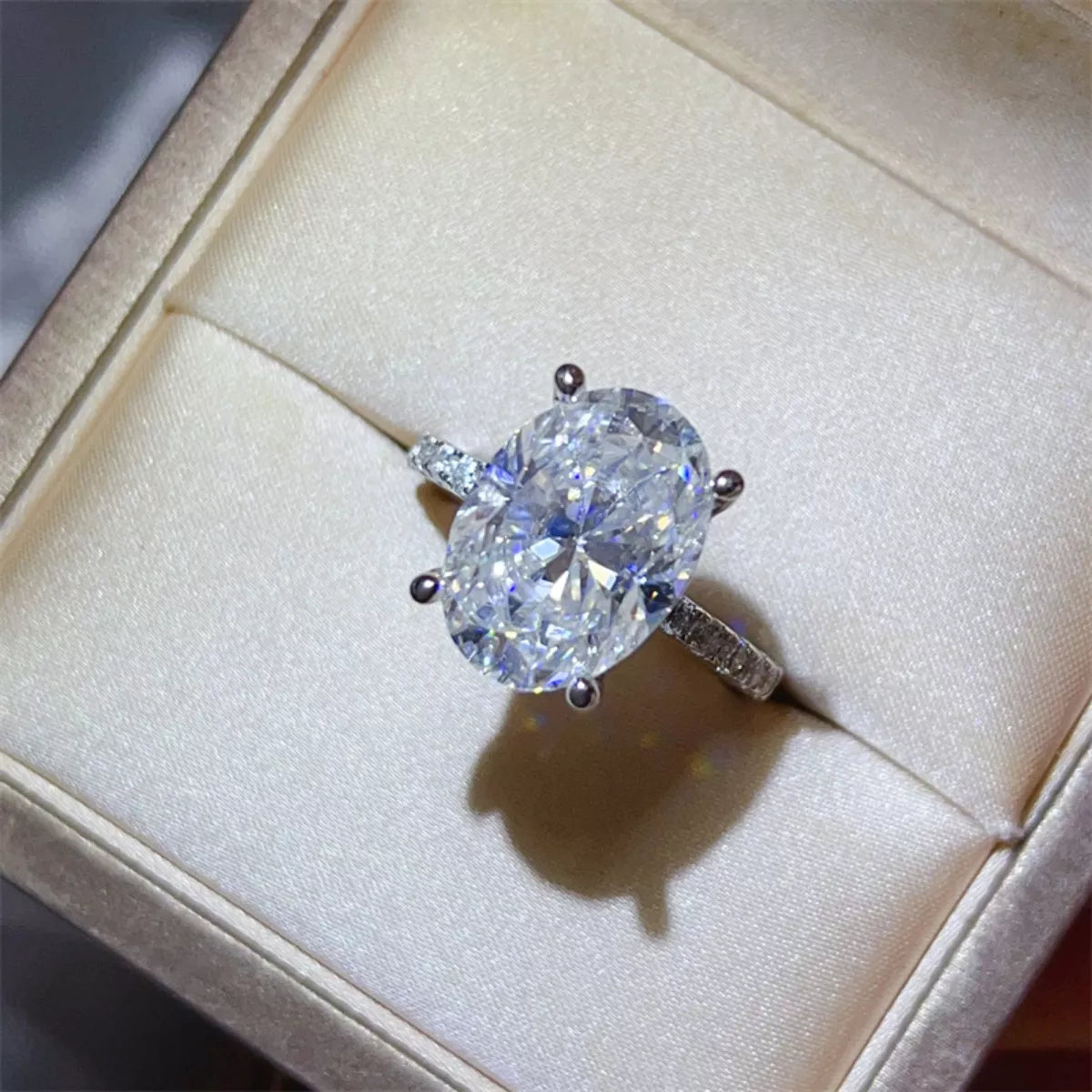 8 Carat Moissanite Sterling Silver Ring in Silver - women's ring