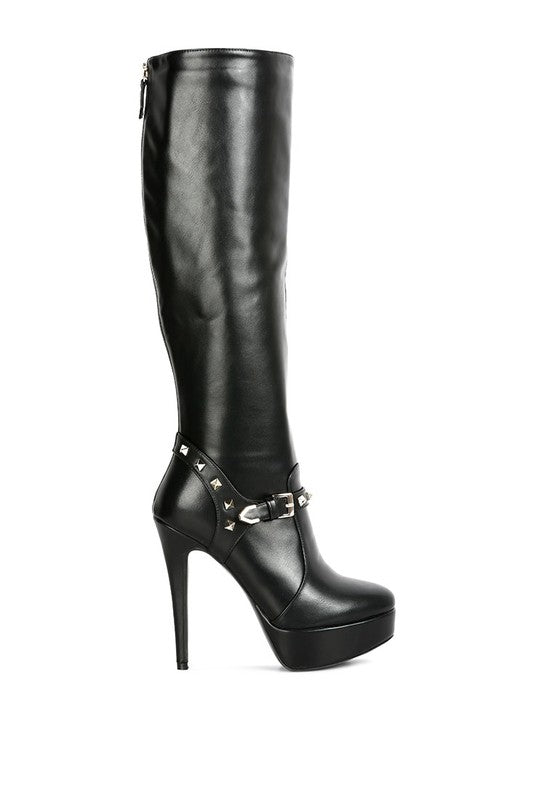 Stud Stiletto Platform Boots