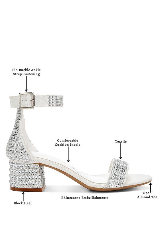 Rhinestones Low Block Sandals