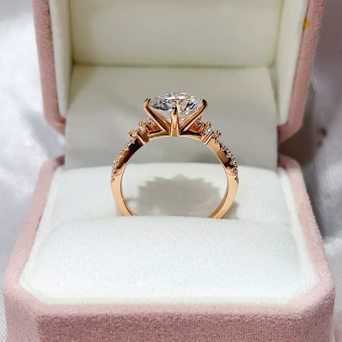 3 Carat Sterling Silver Moissanite Ring in Gold - women's ring