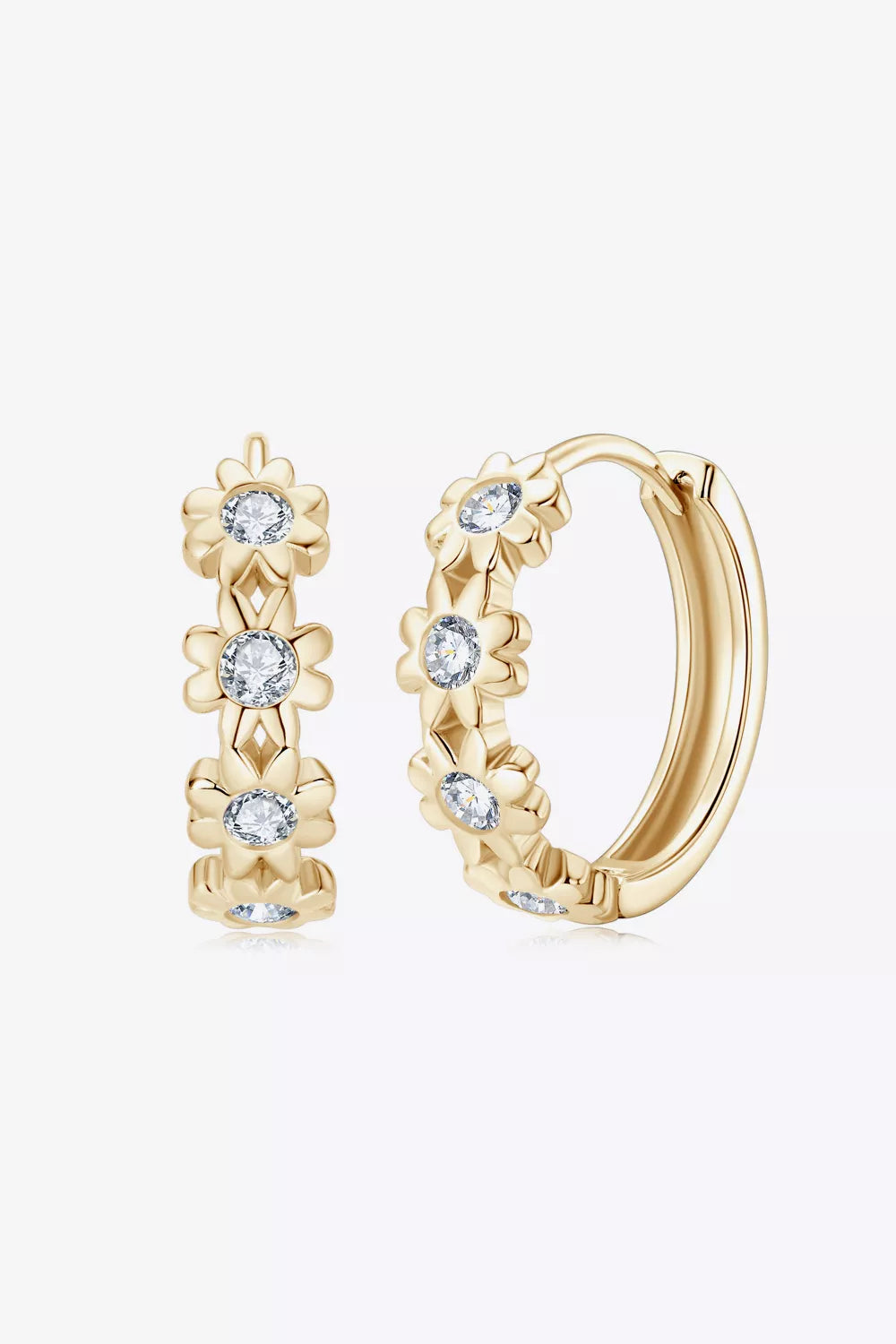 Moissanite Sterling Silver Huggie Earrings - alternate earring view