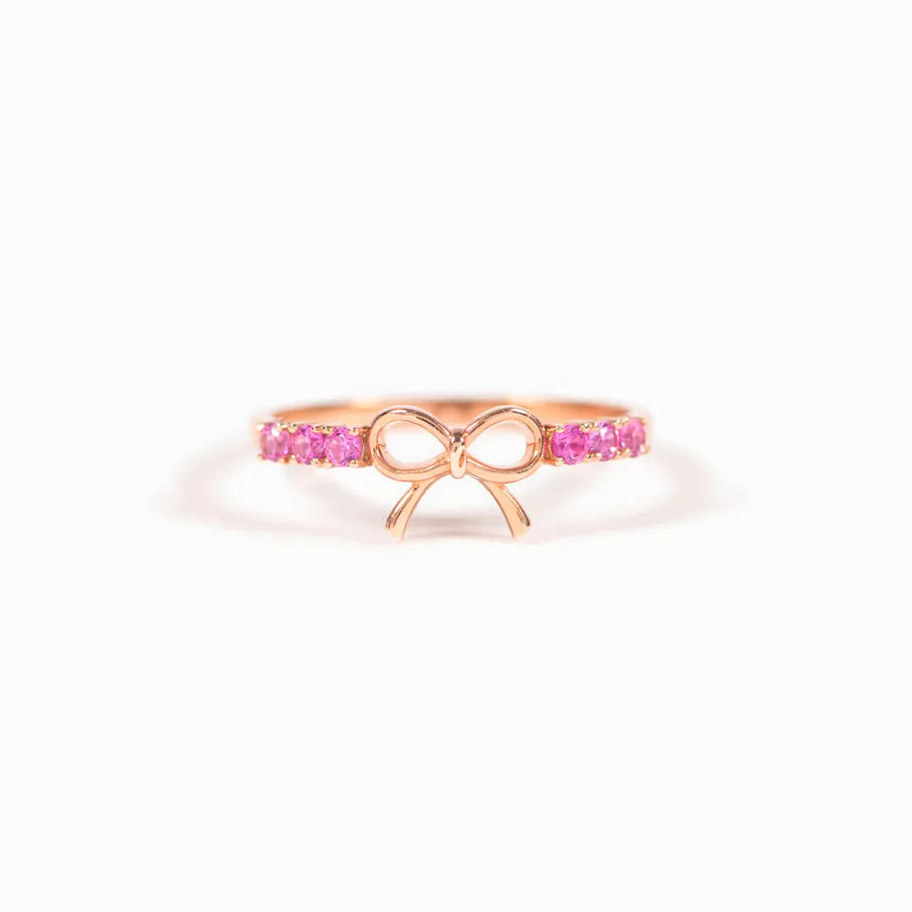 Sterling Silver Bow Ring in Rose Gold - women's ring