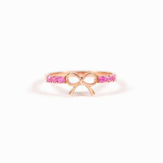 Sterling Silver Bow Ring in Rose Gold - women's ring