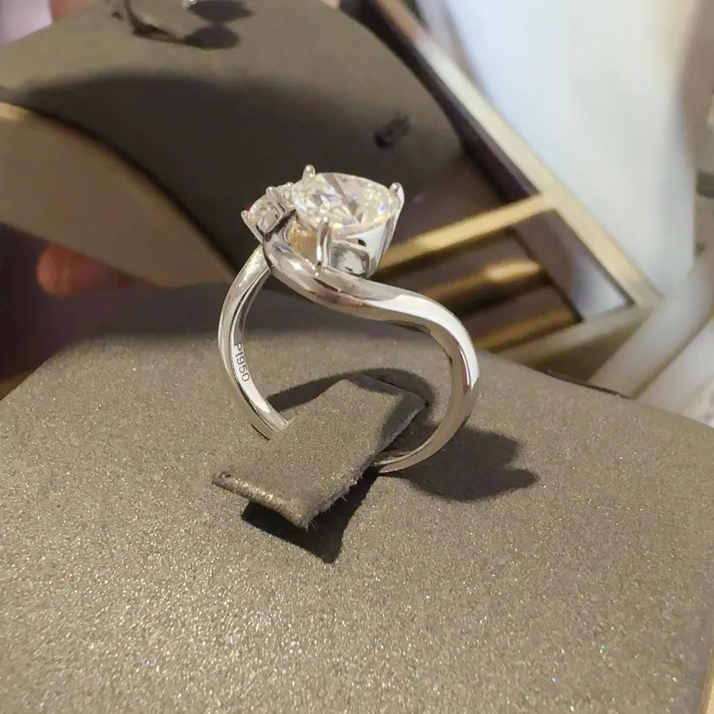 1.3 Carat Moissanite Sterling Silver Irregular Shape Ring in Silver - women's ring