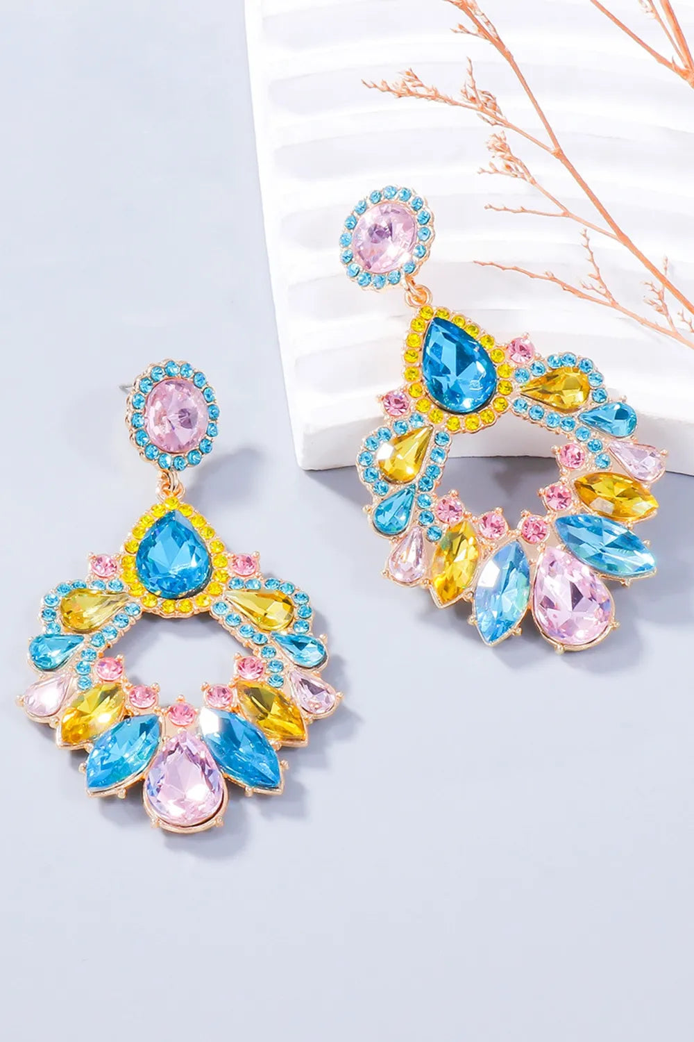 Alloy Rhinestone Dangle Earrings - alternate earring view
