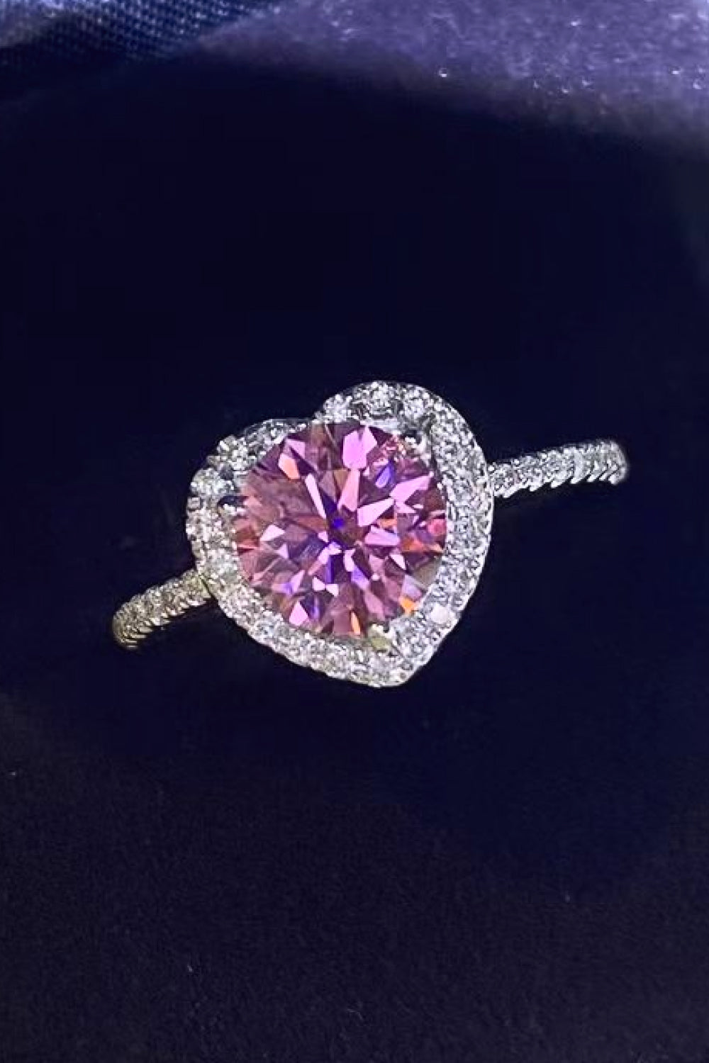 Lifelong Journey 1 Carat Moissanite Heart Ring in Pink Heart - women's ring