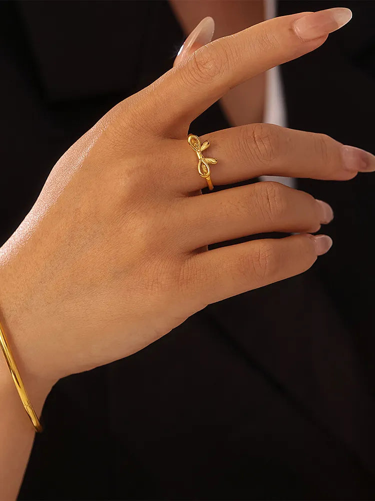 Stainless Steel Bow Ring in Gold - women's ring